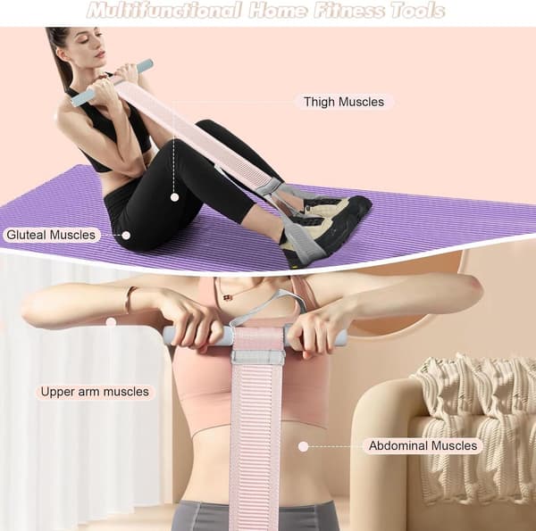 Yogapedalmodstandsbånd - Sit-Up Træner, Anti-brud Elastisk Snor - Mavetræner - Rosa - 65*32 cm