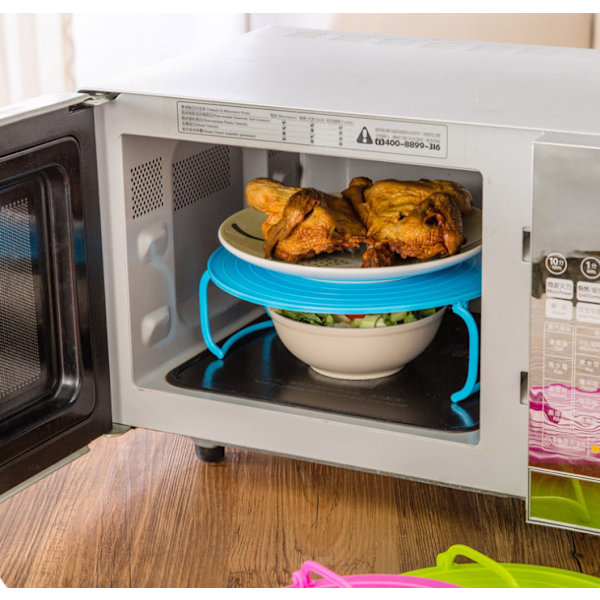 Multifunctional Microwave Heating Layer Steaming Rack Tray Double Layer Insulation Tray Stand Pot Mat Green green green