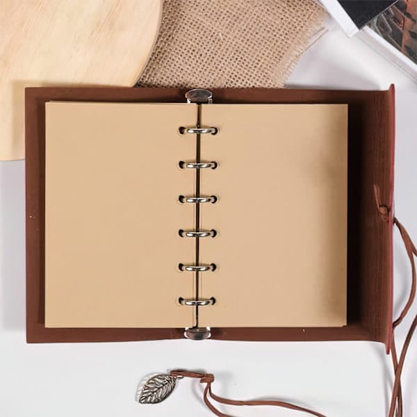 Dagbog / Notesbog 18 cm - Retro Læder - Brun Brun