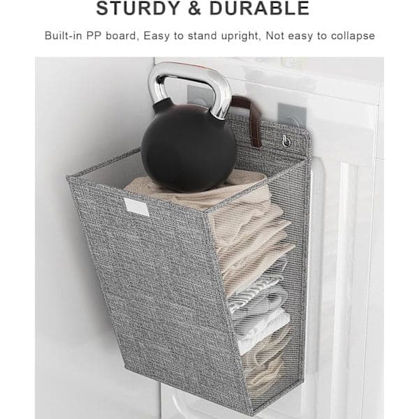 Hanging Laundry Hamper, Large Laundry Basket with Handles, Installation-Free Dirty Clothes Hamper, Wall Mounted Bathroom Basket