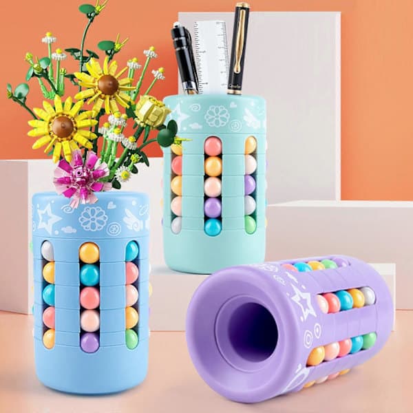 3D Stressaflastende Magic Beans Penholder Puslespilskube med Roterende Bevægelse [HK] grøn green