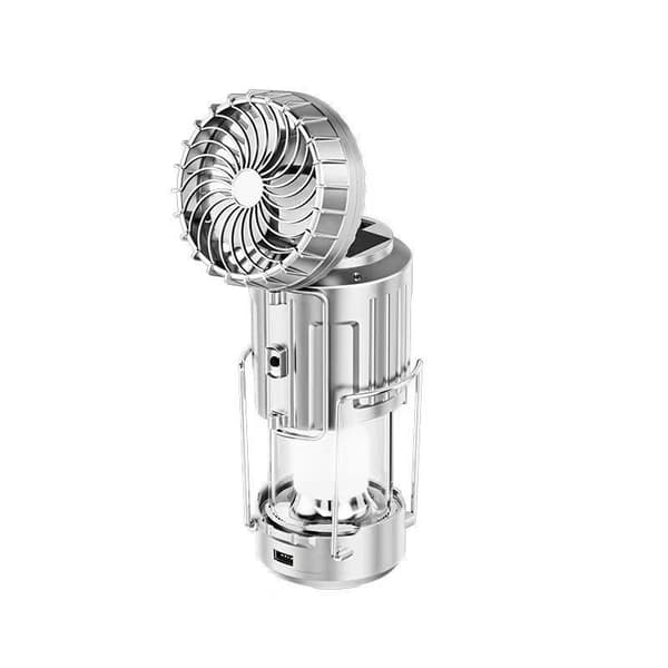 Udendørs solcelleopladende ventilatorlygte campinglygte bærbar stretch campinglygte kan hænges og bæres campinglygte lygte silver