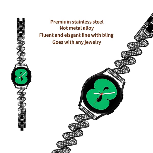 Erstatningsrem (sort) til Galaxy Watch 5/Watch 4, 20 mm rustfrit stål