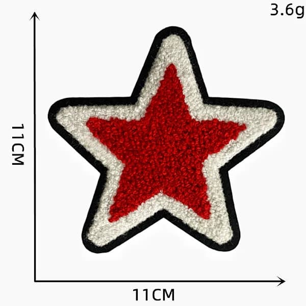 6 strygemærker med pentagrammotiv, A