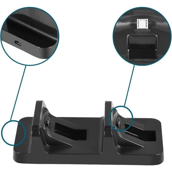 Galaxy PS4-kontrollerlader, dobbel USB PS4-kontrollerladestasjon for PS4-spillkontroller