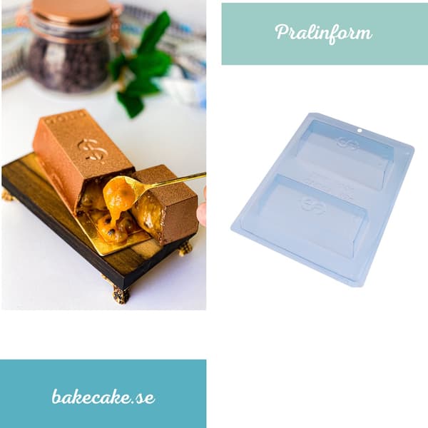 Pralinform Dollar Gullblokk - Sjokoladeform - BWB 9906 - Spesiell 3-delt form Transparent transparent