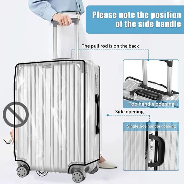 Clear PVC Luggage Cover 76 cm (30 inch), Reusable Scratch-Resistant Protector with Velcro Closure for Spinner Luggage, Transparent 2-Pack