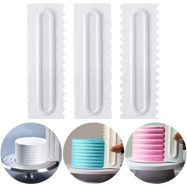 Angled Icing Spatulas, Serrated Cake Scraper, Cake Party Decoration Set, Butter Cake Edge, Kitchen Baking Tools