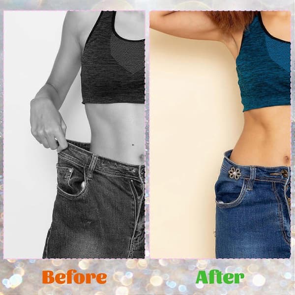 Pants Waist Adjuster, 4 Sets Removable Flower Jean Buttons for Loose Pants