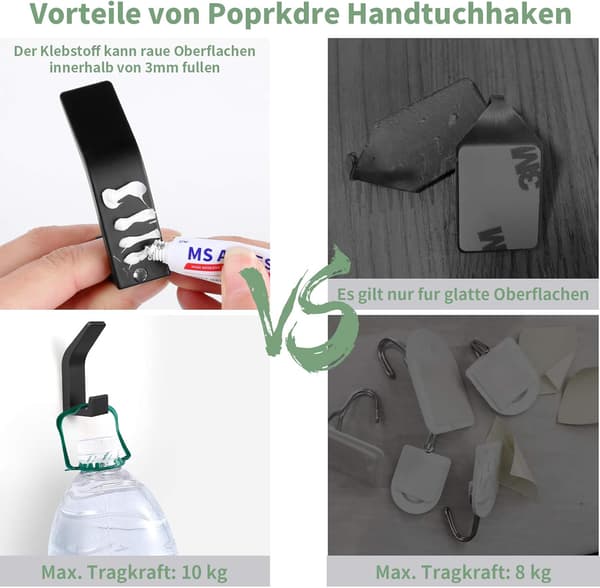 ##/Stykke Selvklæbende Kroge, Dobbeltkrog Badehåndklædeholder, Se##/