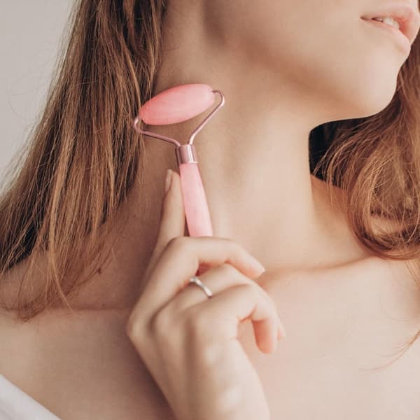 Rose Quartz Jade Roller & Gua Sha Stone - Facial Roller & Gua Sha Set - Natural Jade Roller