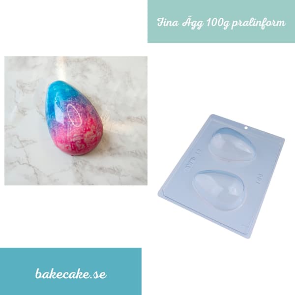 Pralinform Egg 100g - BWB 48 - Spesiell 3-delt form Transparent transparent