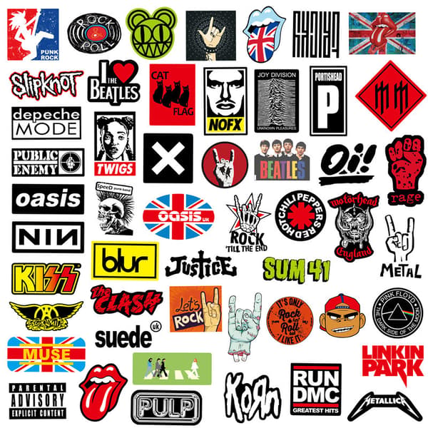100x Klistremerker og stickers - Musikk
