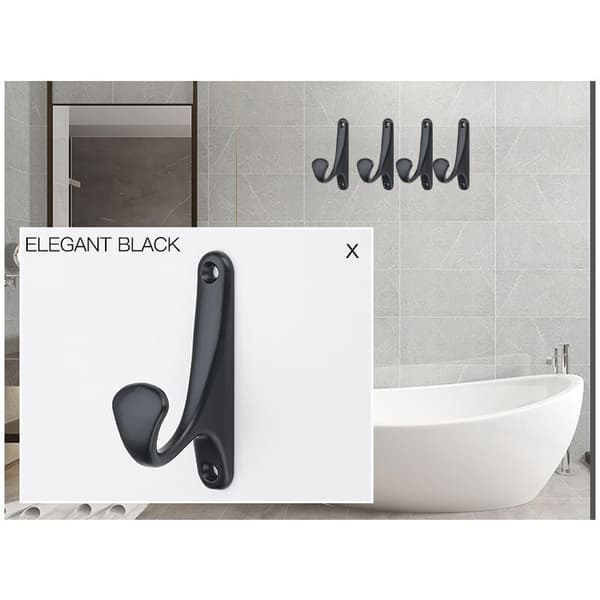 6 Pcs Black Metal Wall Hooks for Jackets, Towels, Hats - Retro Style, Compatible with Bathroom Kitchen