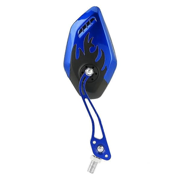 1 Pair 8mm 10mm Universal Motorcycle Scooter Aluminum Flame Pattern Rearview Mirrors Blue