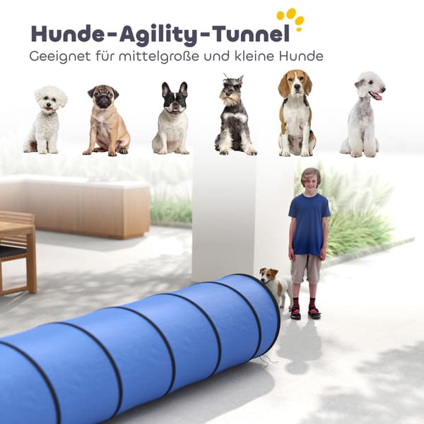 Koiran agilitytunneli, 300 cm, Oxford-kangas, ankkureilla