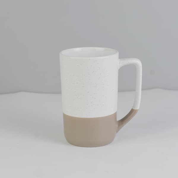 Large Coffee Mug, Two-Tone Combination Teacup with Black Dots for Men Women Restaurant Home Office Hot Drinks