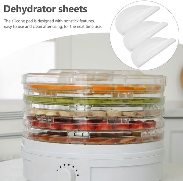 2 stk. dehydrator silikoneplade silikonemåtte til madtørrer rund non-stick lette hvide ark