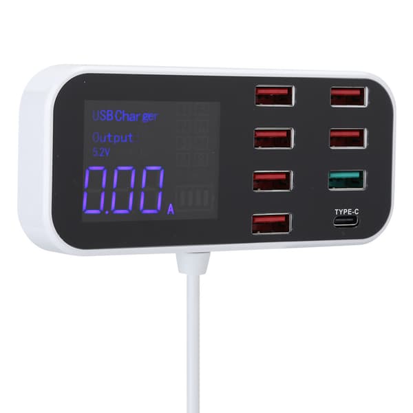 Digitaalinen näyttö 8-porttinen USB-latausasema iOS-/Android-laitteille