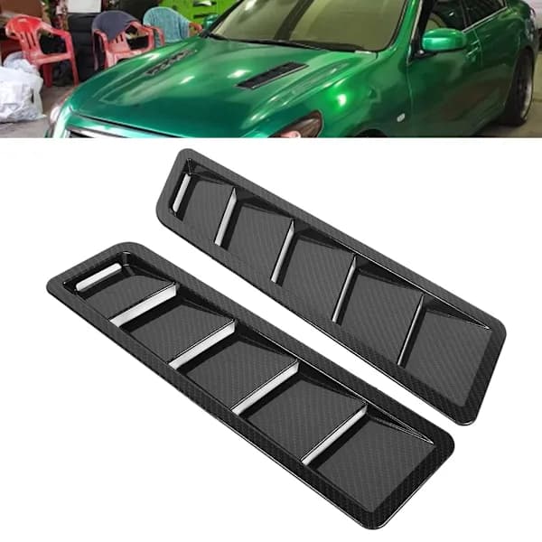 Car Hood Air Intake Grille Panel Engine ABS Cooling Fan Cover Trim Accessories Carbon Fiber