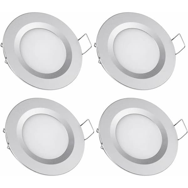 4 x 12V LED Innfelte Spotlights 3W 3200K Varmhvit for Campingvogn Båt Bobil (58-65mm Hull)[JUN]