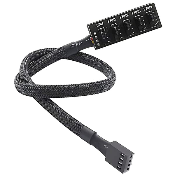 PWM viftehub, PC CPU-kjøling 4 PIN/3PIN strømkabelhub splitteradapter for 12V stasjonære datavifter 1 til 5-veis (15,7 tommer)