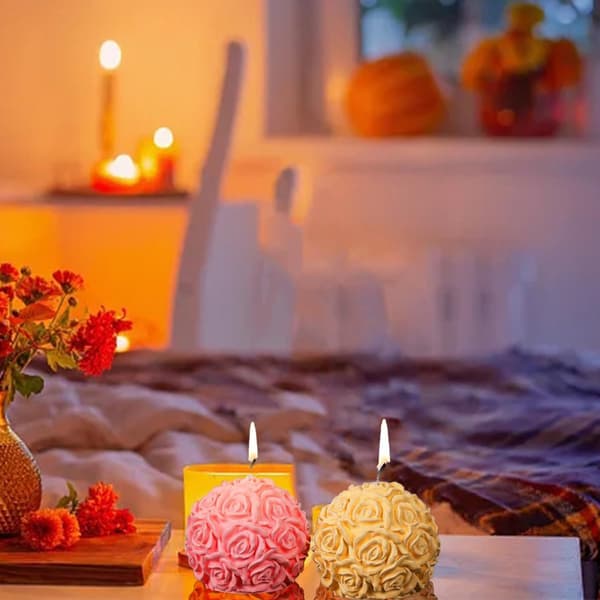 2-pack - Ljusform - Rosblomform - Silikonljusform - Rosbollsljus - DIY - Hantverk - Heminredning