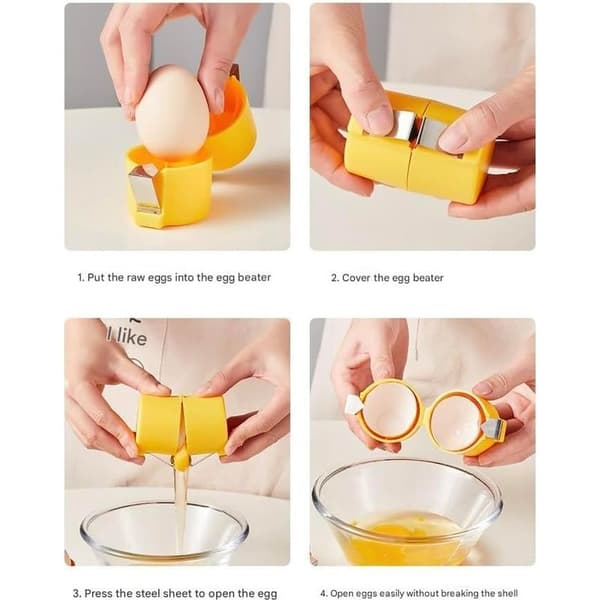 Multifunctional Egg Cracker in Stainless Steel and PP – Cracks Raw and Boiled Eggs, Easy to Use, Dishwasher Safe, for Home and Restaurants