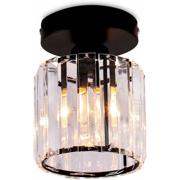 Modern Mini Kristall Pendellampa för Kök Matplats Sovrum Hall E26 Svart