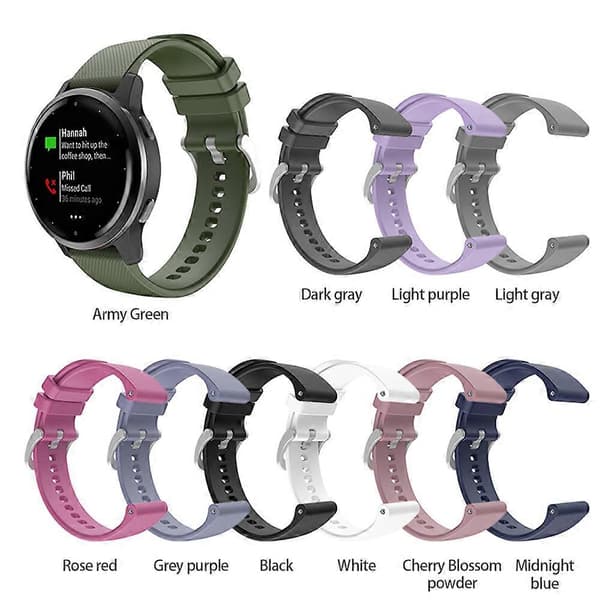 Urrem til Garmin Venu Sq Silikone Sølv Spænde Rem til Garmin Vivomove3 Udskiftning Mørkegrå Dark Gray