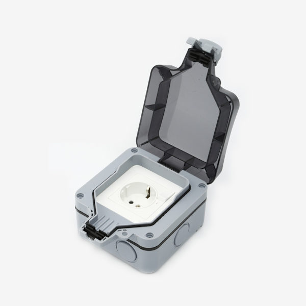 Outdoor Wall Socket (IP66) with Switch and Indicator Light Grå