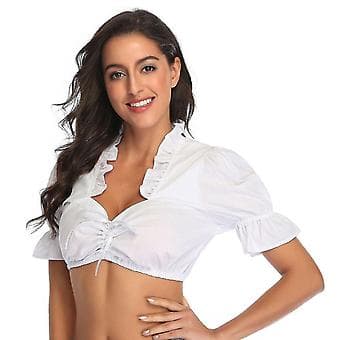 Bayersk Oktoberfestdragt til kvinder Traditionel Dirndlbluse Ølhave Crop Top (XXL)