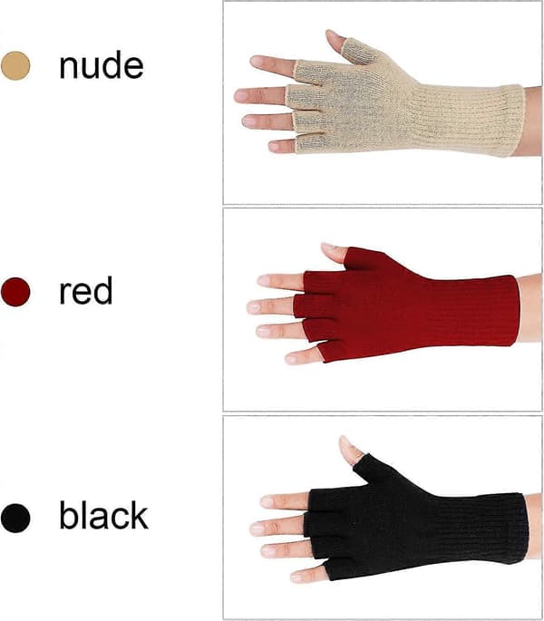3 Par Fingerlösa Handskar för Kvinnor Män Halvfingerhandskar Vinter Lätta