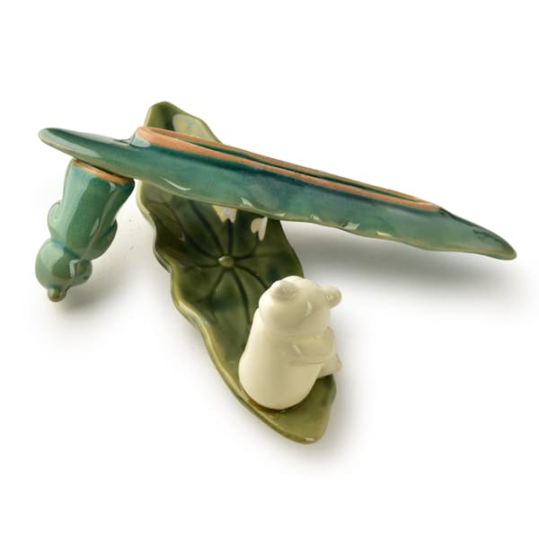 Ceramic Incense Holder MONDEX Frog 20 x 5.5 x 7.5 cm Green/Grey 1 pc