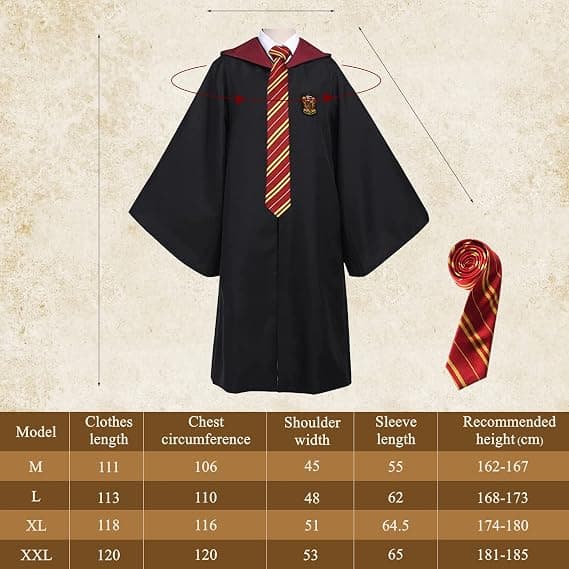 Gryffindor Velhonviitta Asu Solmiolla Aikuisille, Halloween Cosplay -asu [JUN]