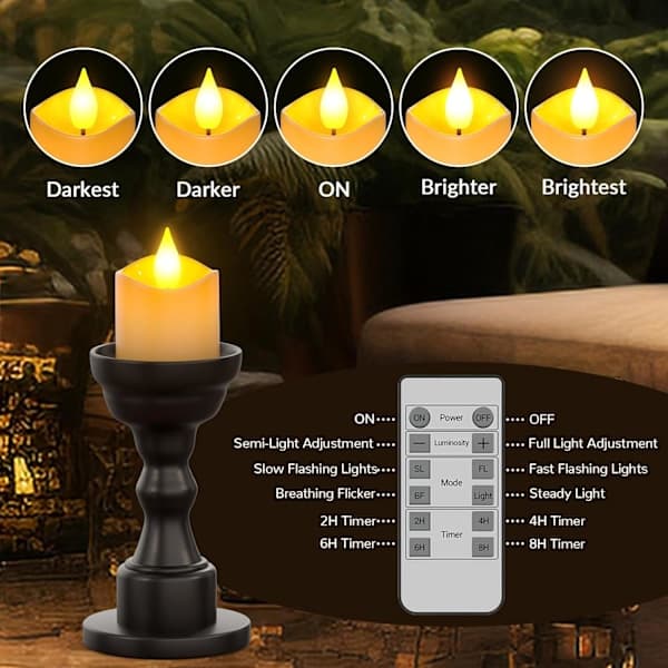 6 stk LED Oppladbare Telys med Timer, Perfekt for Halloween og Nyttårsaften 6 stk 6 stk