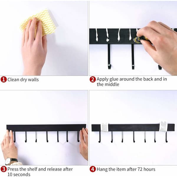 Kitchen rail, wall-mounted kitchen shelf for hanging kitchen utensils, 40 cm rail with 8 hooks