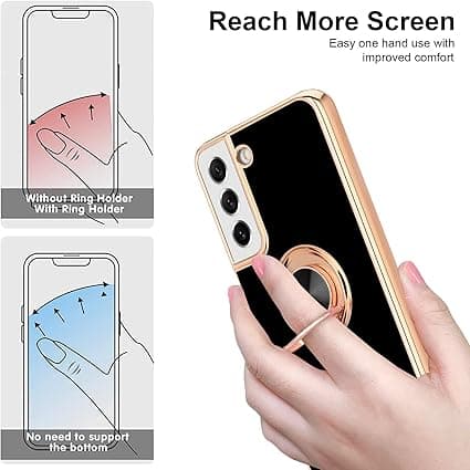 Sort, etui kompatibelt med Samsung S22 5G Ring Silikoneetui Co