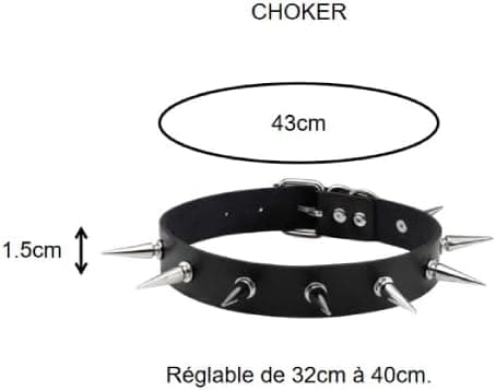 Punk Goth Halskæde Choker til Kvinder Mænd PU Læder Spike Nitter Kæde Halskæde Justerbar B B