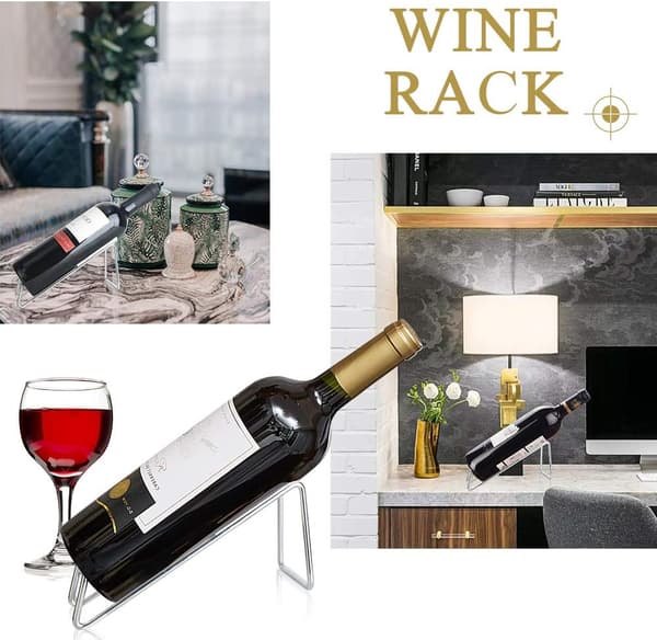 Vinstativ sæt med 6 stk. - Enkelt vinstativ i rustfrit stål, stilfuld vinopbevaring, perfekt bakke