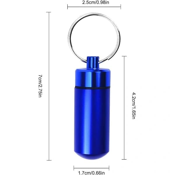 6-pakning aluminium pilleboks, pilleboks nøkkelring, bærbar mini pilleboks