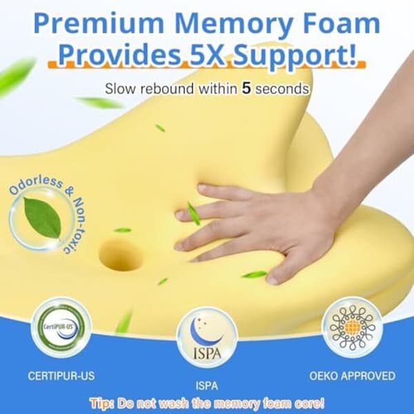 Memory Foam Neck Pillow for Side Sleepers Back Sleepers Stomach Sleepers Cervical Support Ergonomic 59x40x9/12cm