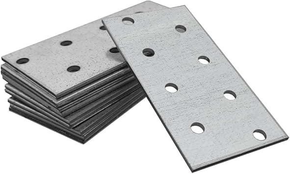 1 x Flade Samleplader (80 x 40 x 2) Forbindende Perforeret Metalstiverbeslag Træfastgørelse Galvaniseret Stål Reparationsforbinder