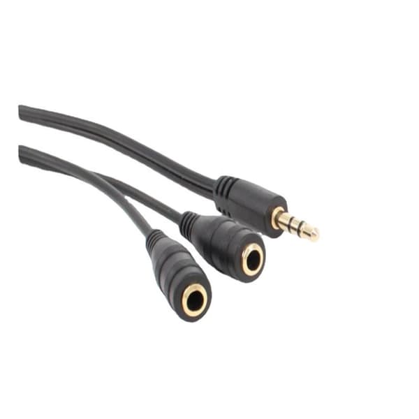 Gull 3,5 mm hodetelefonfordeler Jack hann til 2 doble hunnkabel ledning lyd Y-SPLITTER