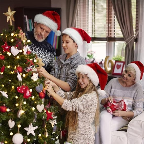 Jultomtehatt för Vuxna Unisex Röd Sammet Extra Tjock Julhatt