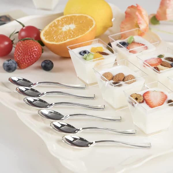 2oz Mini Dessertkoppar För Fest Pudding Glass - koppar med skedar - 50st cups with spoons - 50pcs