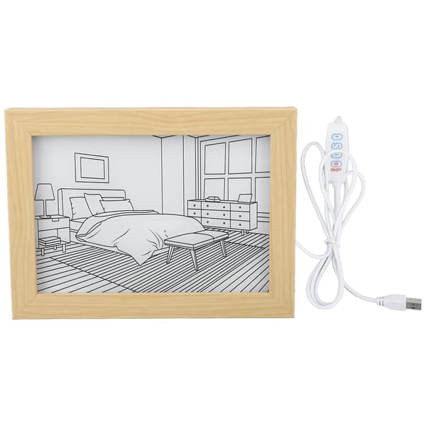 LED-opplyst tavle, akryl og tre, 3 lysmoduser, USB-drevet, DIY-dekorasjon, 12.6x9.1x1.2in