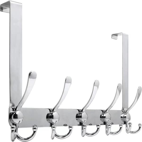 Stainless Steel Door Hooks 5-pack, Black Coat Hooks, European Style Wall Hooks for Bathroom