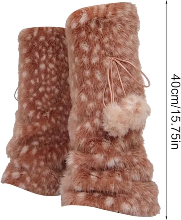 Women's Leg Warmers, Plush Fleece-Lined, Thick, Cold-Resistant Winter Boot Covers for Outdoor, Daily Use, 40 cm