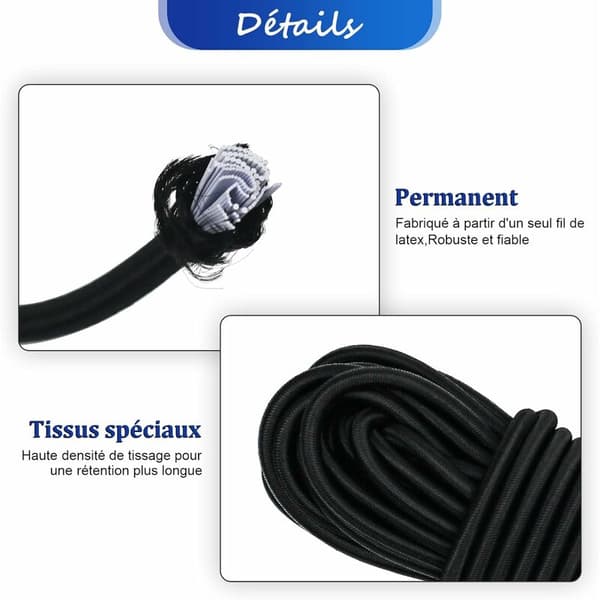 Elastisk spænder 5mm 15m sort elastisk snor elastisk spænder med krog elastikbånd til presenning cykelkrog fastgørelseskrog (sort 5mm x 15m)
